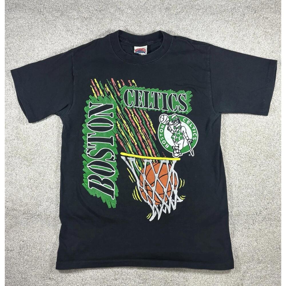 Boston Celtics Nutmeg T-Shirt Mens  90S Black Neon Single Stitch